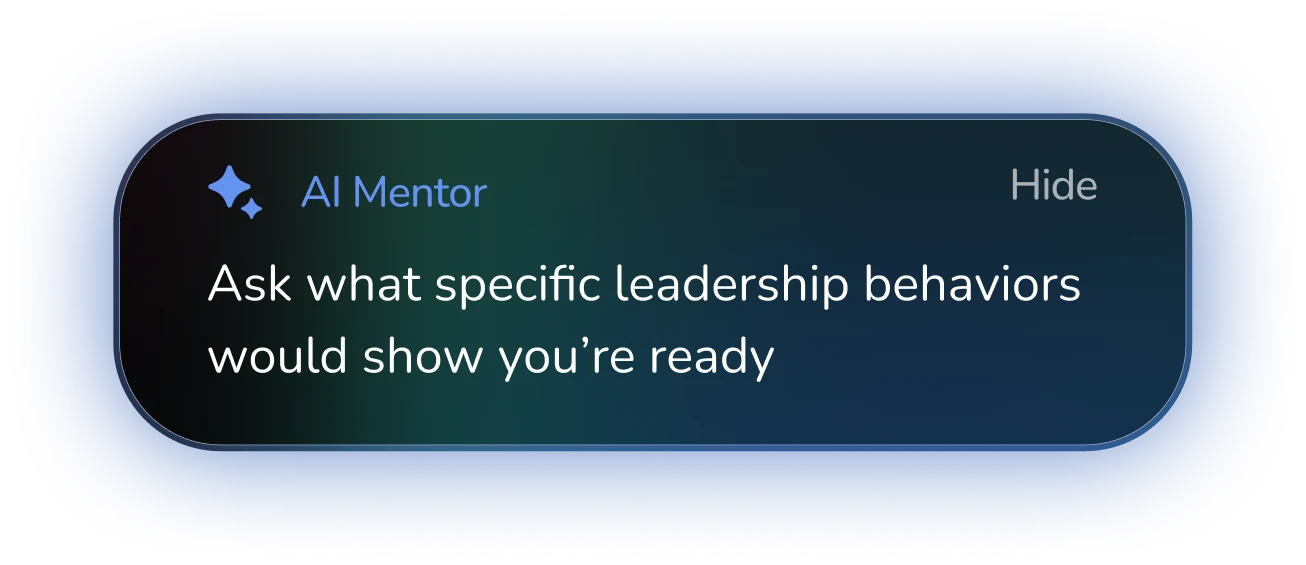 An AI Mentor conversation offering guidance and a next step
